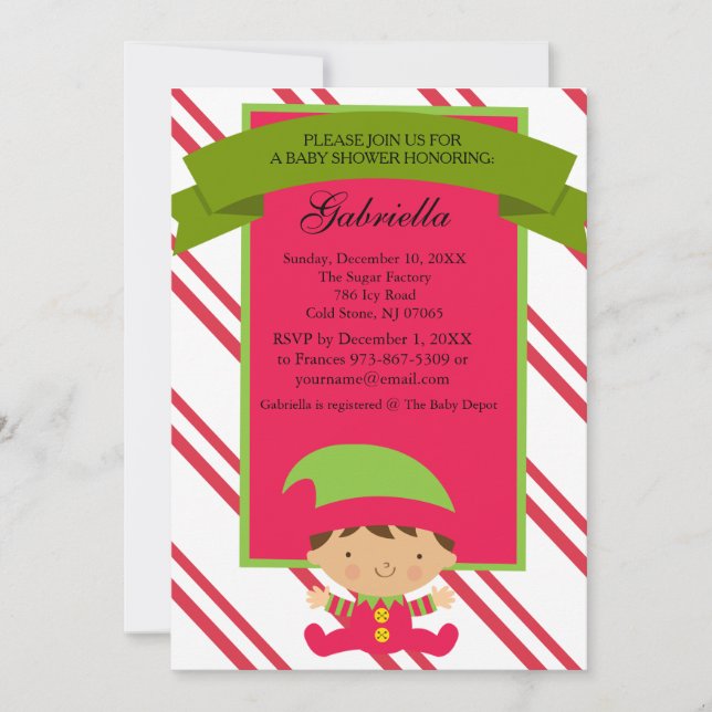 Christmas Baby Boy Elf - Invitation Baby shower (Devant)