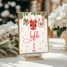 Christmas Baby Clothes Line Table Number