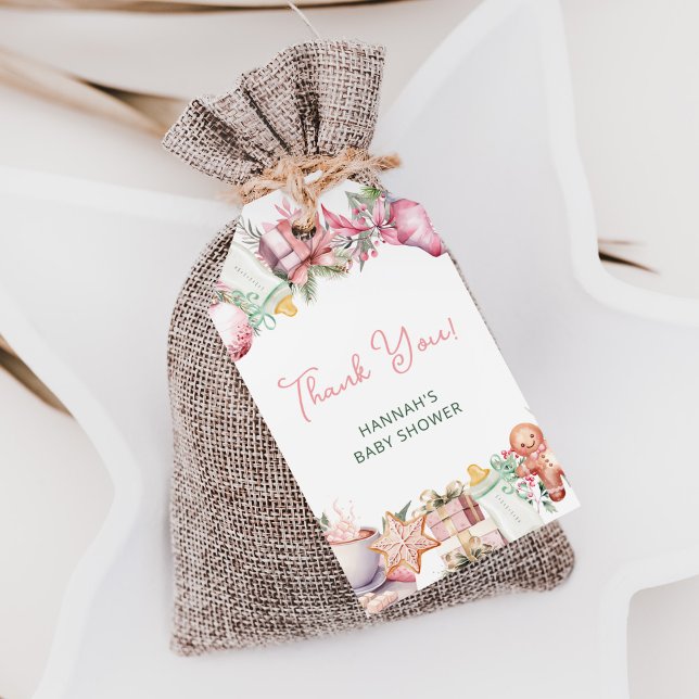 Christmas Baby Dusche Pink Danke, dass Sie sich fü Geschenkanhänger (Von Creator hochgeladen)