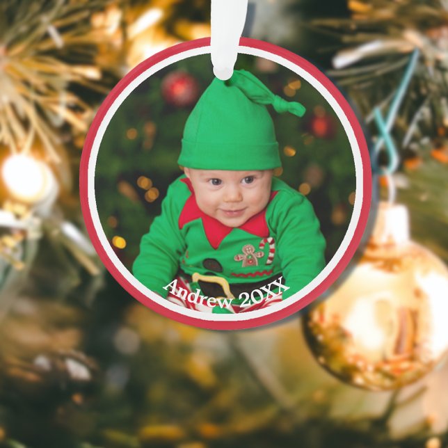 Christmas Baby Foto in Red Ornament (Von Creator hochgeladen)