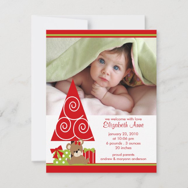 Christmas Baby Girl Foto Ankündigung (Vorderseite)