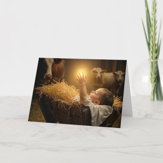 Christmas Baby Jesus In a Manger Karte (Vorderseite)
