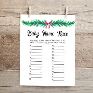 Christmas Baby Name Race Baby shower Carte de jeu