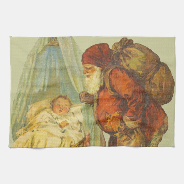 Christmas Baby Santa Clause Vintag Küchentuch (Horizontal)