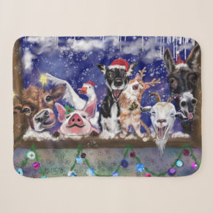 Christmas Baby Sherpa Blanket Funny Animal Party Sherpadecke