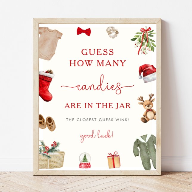 Christmas Baby Shower Candy Jar Game Sign Poster (Von Creator hochgeladen)