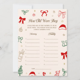 Christmas Baby Shower Guess the Age Game Card Einladung