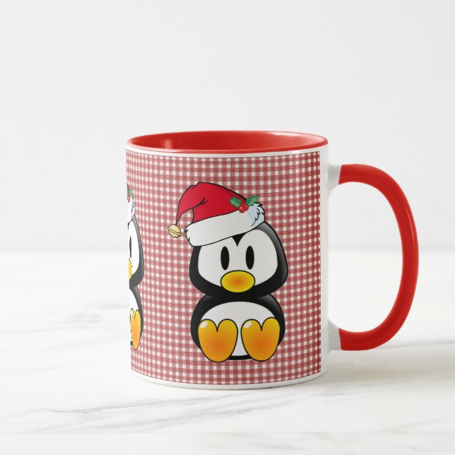 Christmas Baby Tux Weihnachtsmannmütze Tasse (Rechts)