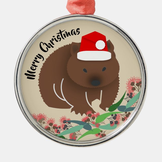 Christmas Baby Wombat Silbernes Ornament (Vorne)