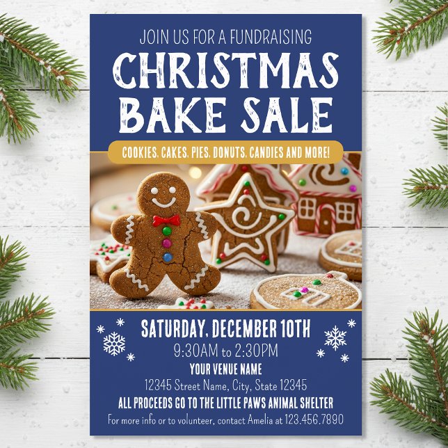 Christmas Bake Sale Festive Holiday Navy Business Flyer (Von Creator hochgeladen)