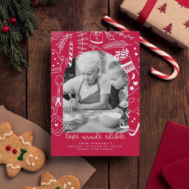 Christmas Baking Red Recette photo Carte de vacanc (Créateur téléchargé)