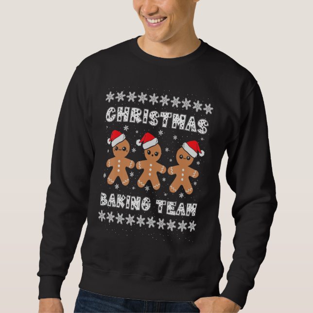 Christmas Baking Team Gingerbread Men With Xmas Ha Sweatshirt (Vorderseite)