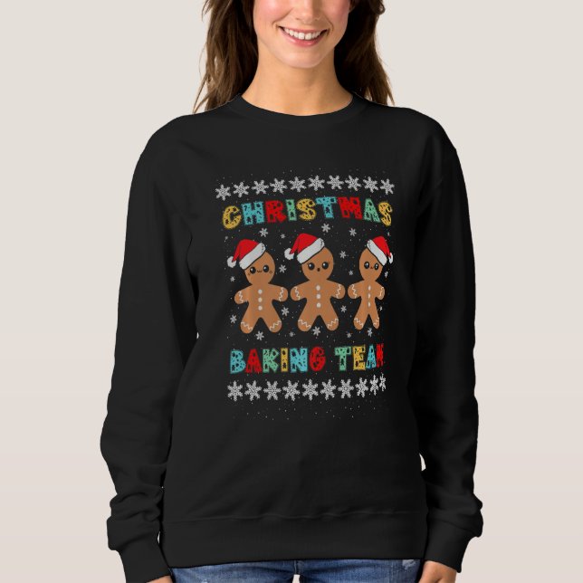 Christmas Baking Team Gingerbread Men With Xmas Ha Sweatshirt (Vorderseite)