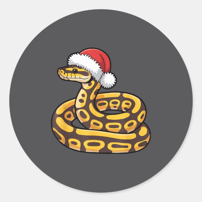 Christmas Ball Python Ugly Xmas Sweater Snake Love Runder Aufkleber (Vorderseite)