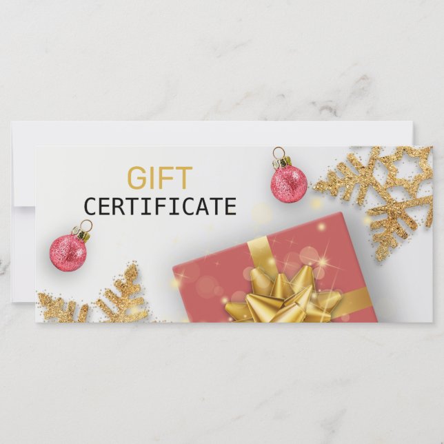 Christmas Ball Red Cadeau Gold Snowflakes Carte ca (Devant)