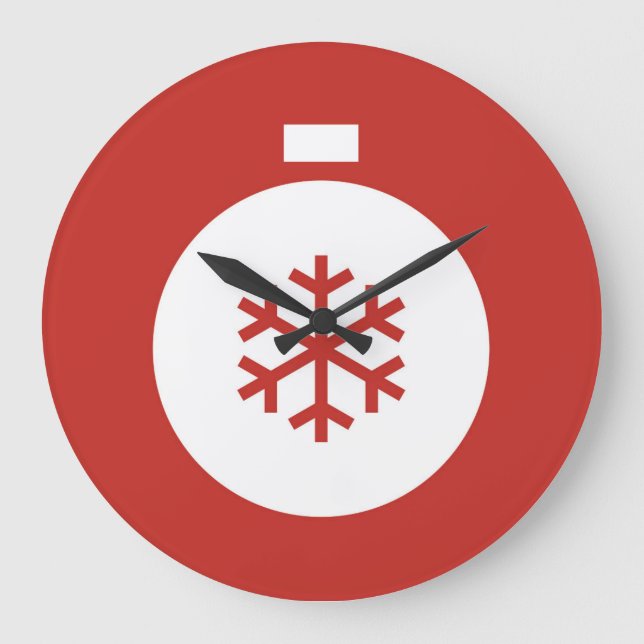 Christmas Ball Red Large Clock Große Wanduhr (Vorderseite)