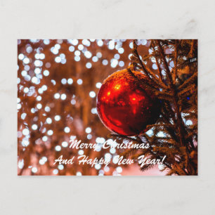 Christmas Ball Red White Feiertagspostkarte