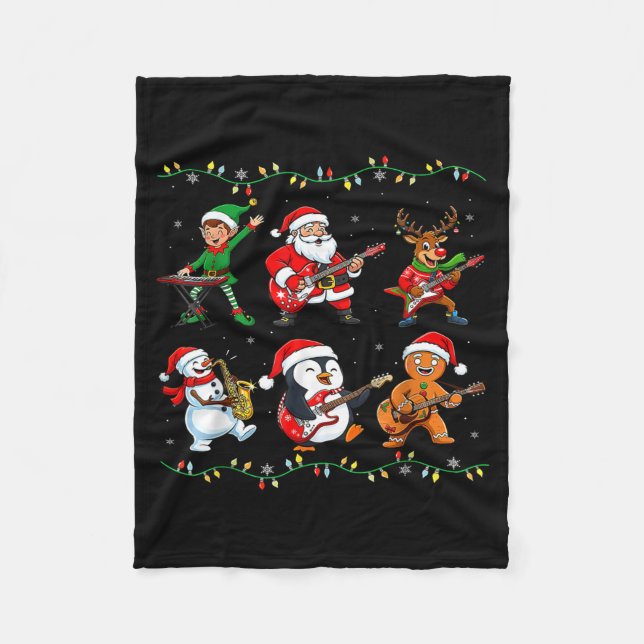 Christmas Band Santa Elf Reindeer Guitar Rock And  Fleecedecke (Vorderseite)