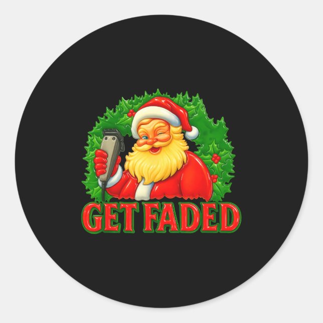 Christmas Barber Get Faded  Runder Aufkleber (Vorderseite)