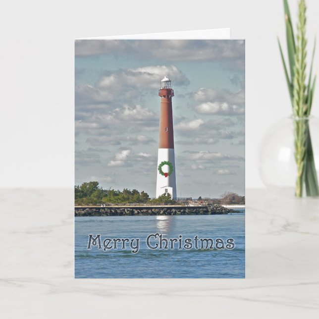 Christmas Barnegat Lighthouse Feiertagskarte (Vorderseite)