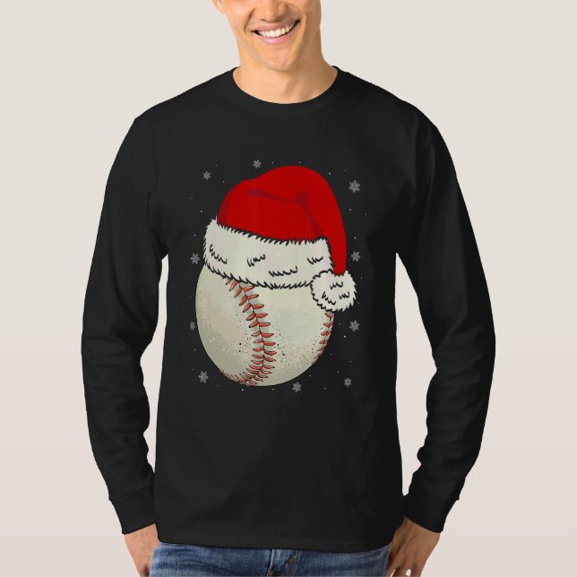Christmas Baseball Ball Santa Hat Xmas Boys Catche T-Shirt (Vorderseite)