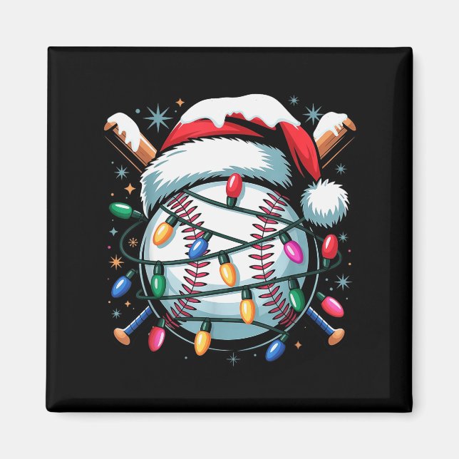 Christmas Baseball Boy Youth Kid Men Santa Hat Xma Magnet (Vorne)