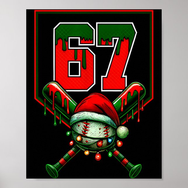Christmas Baseball Drip Number 67 Player Or 67th B Poster (Vorne)