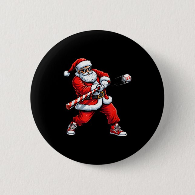 Christmas Baseball Player Santa Funny Xmas Boys Me Button (Vorderseite)