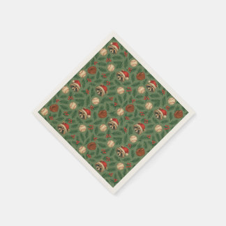 Christmas Baseball Raccoon Pattern Napkins Serviette
