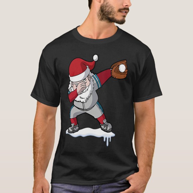 Christmas Baseball Santa Claus Quarterback Boys Ki T-Shirt (Vorderseite)