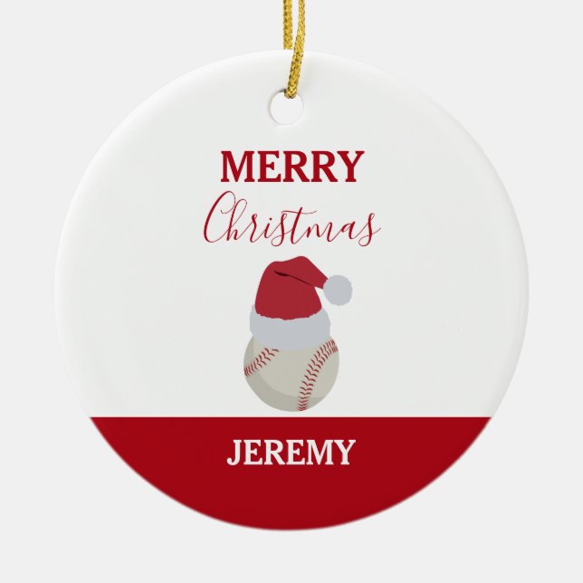 Christmas Baseball Sports Ball Custom Name Keramik Ornament (Vorne)