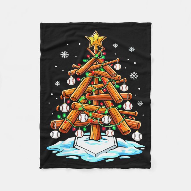 Christmas Baseball Tree Lights Xmas  Fleecedecke (Vorderseite)