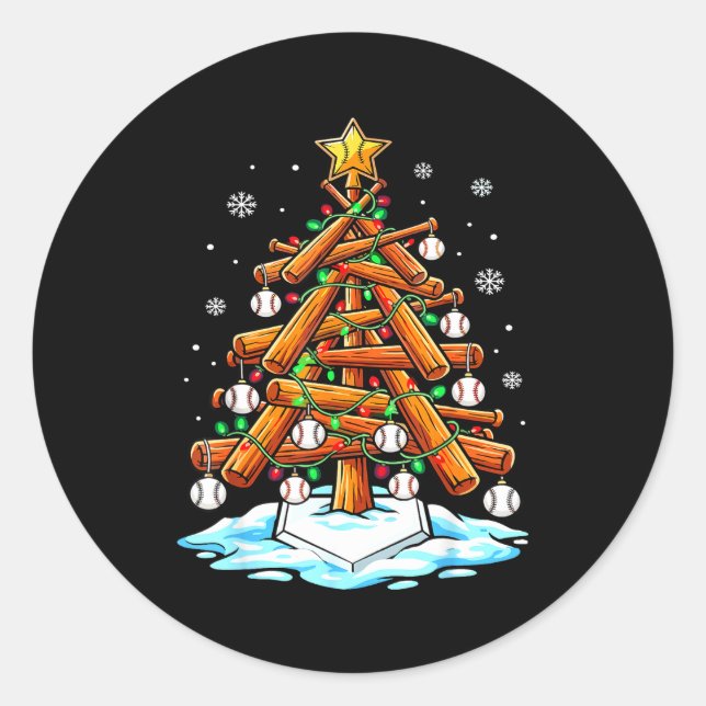 Christmas Baseball Tree Lights Xmas  Runder Aufkleber (Vorderseite)