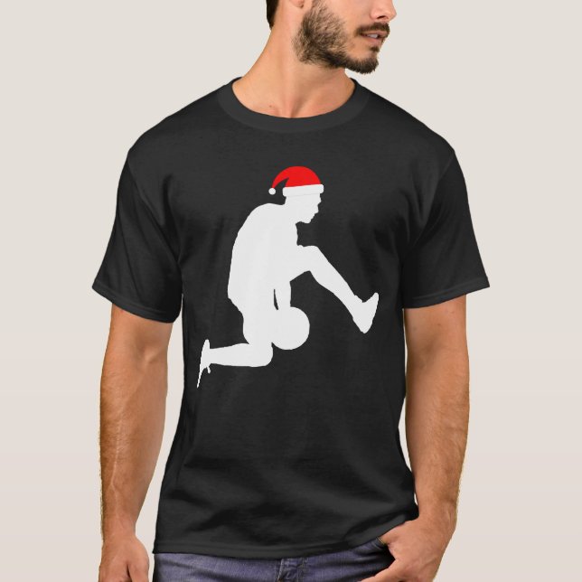 Christmas Basketball Player Silhouette Santa Hat G T-Shirt (Vorderseite)