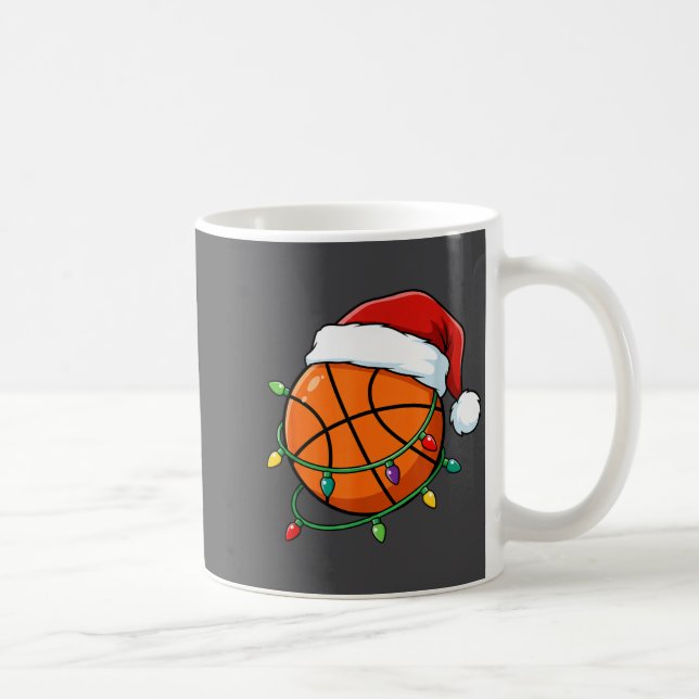 Christmas Basketball Santa Hat Wrapped In Lights H Kaffeetasse (Rechts)