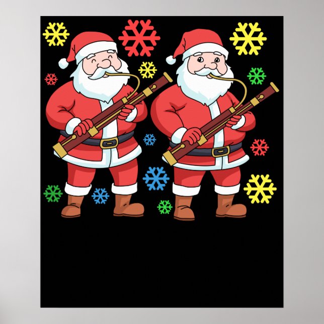 Christmas Bassoon Bassoonist Ohrs Men Orchestra Poster (Vorne)