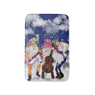 Christmas Bath Mat Happy Gnome Music Band Badematte