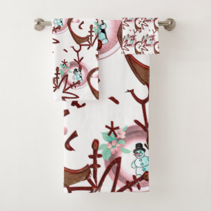 Christmas Bath Towel Sets, Snowman