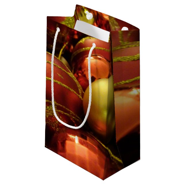 Christmas Baubles Kleine Geschenktasche Geschenktüte (Vorderseite Schrägansicht)