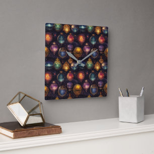 Christmas Baubles Wall Clock Quadratische Wanduhr