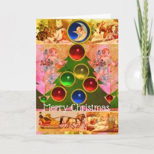 CHRISTMAS BAUM, FARBBALLEN, ANGELN, KINDER KARTE