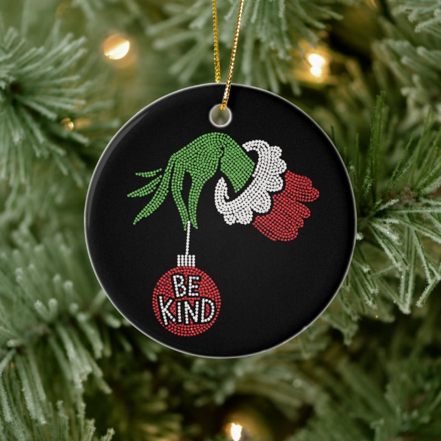 Christmas Be Kind Jingle Ball Rhinestone Bling Keramik Ornament (Baum)