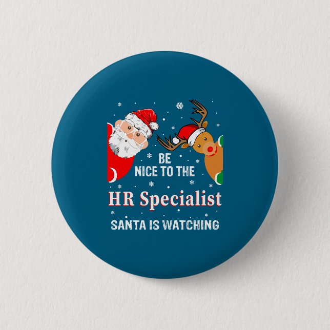 Christmas Be Nice To The Hr Specialist Santa Long  Button (Vorderseite)
