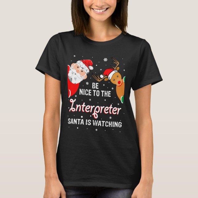 Christmas Be Nice To The Interpreter Santa Long Sl T-Shirt (Vorderseite)