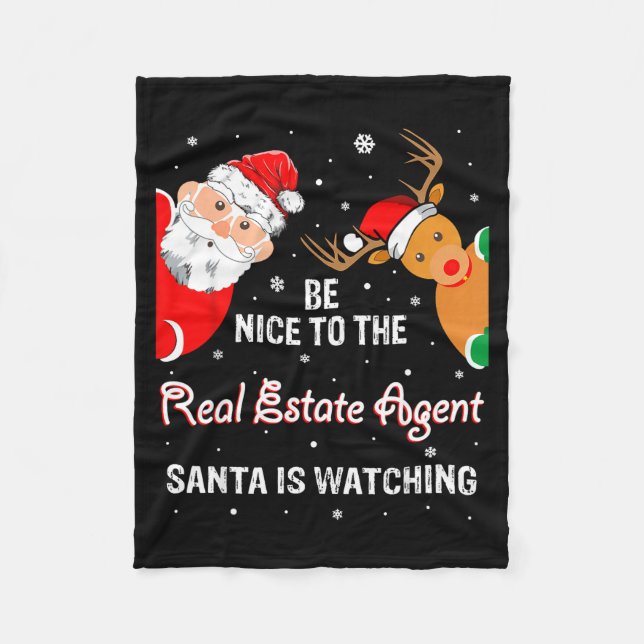 Christmas Be Nice To The Real Estate Agent Santa  Fleecedecke (Vorderseite)