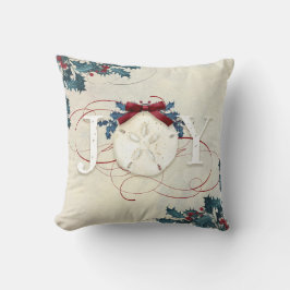Christmas Beach Coastal Joy Sand Dollar Blue Holly Kissen