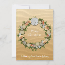 Christmas Beach Seashells Starfish Sand Dollar Feiertagskarte