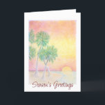 Christmas Beach Tropical Palm Trees Feiertagskarte<br><div class="desc">Tropical Beach Weihnachtskarte,  mit einem künstlerischen Bild von Palmen und Schrift Typografie. Mit anpassbarer Schrift können Sie Ihre eigenen Informationen hinzufügen. Eine festliche Art,  Urlaubswünsche an Freunde und Familie aus den Tropen zu senden.</div>