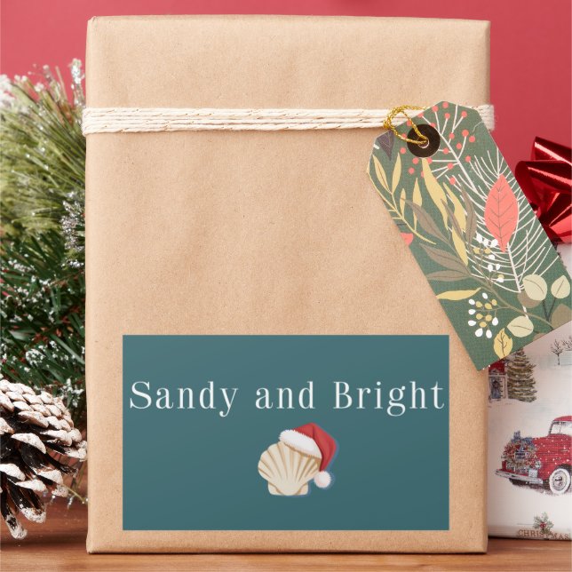 Christmas Beach Vacation Sandy and Bright Seashell Rechteckiger Aufkleber (Feiertag)