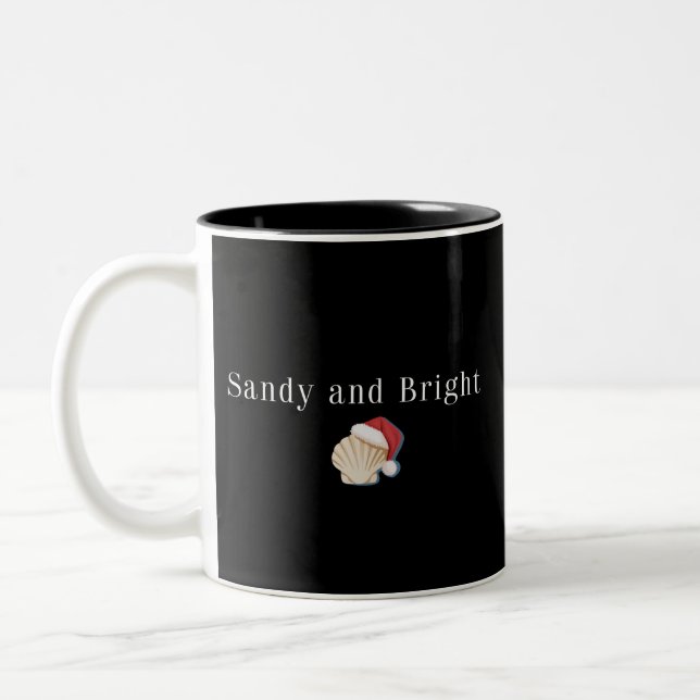 Christmas Beach Vacation Sandy and Bright Seashell Zweifarbige Tasse (Links)